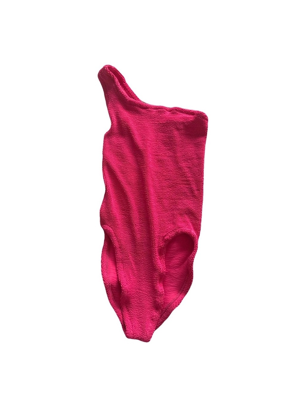 Hunza G One-Shoulder Textured Hot Pink One-Piece Swimsuit